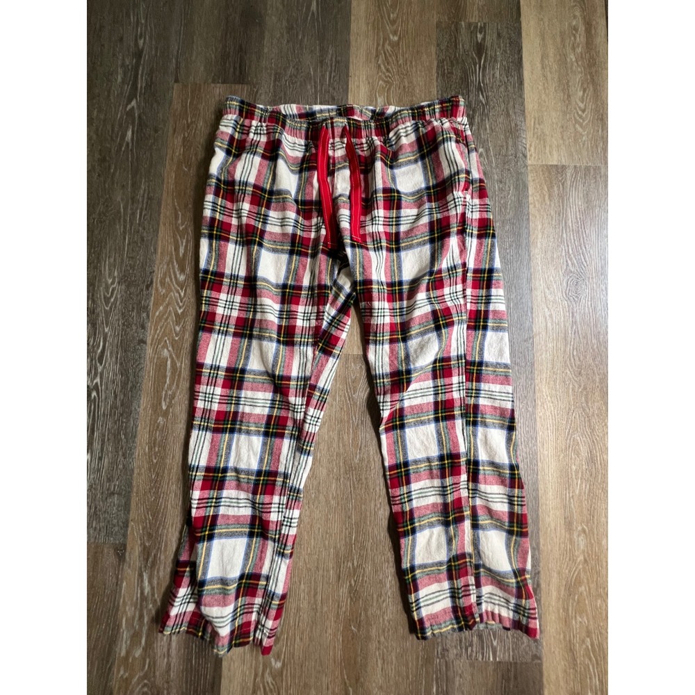 Old Navyโ Pajama Pants Unisex XL Red White Plaid Flannel Drawstring Loungewear